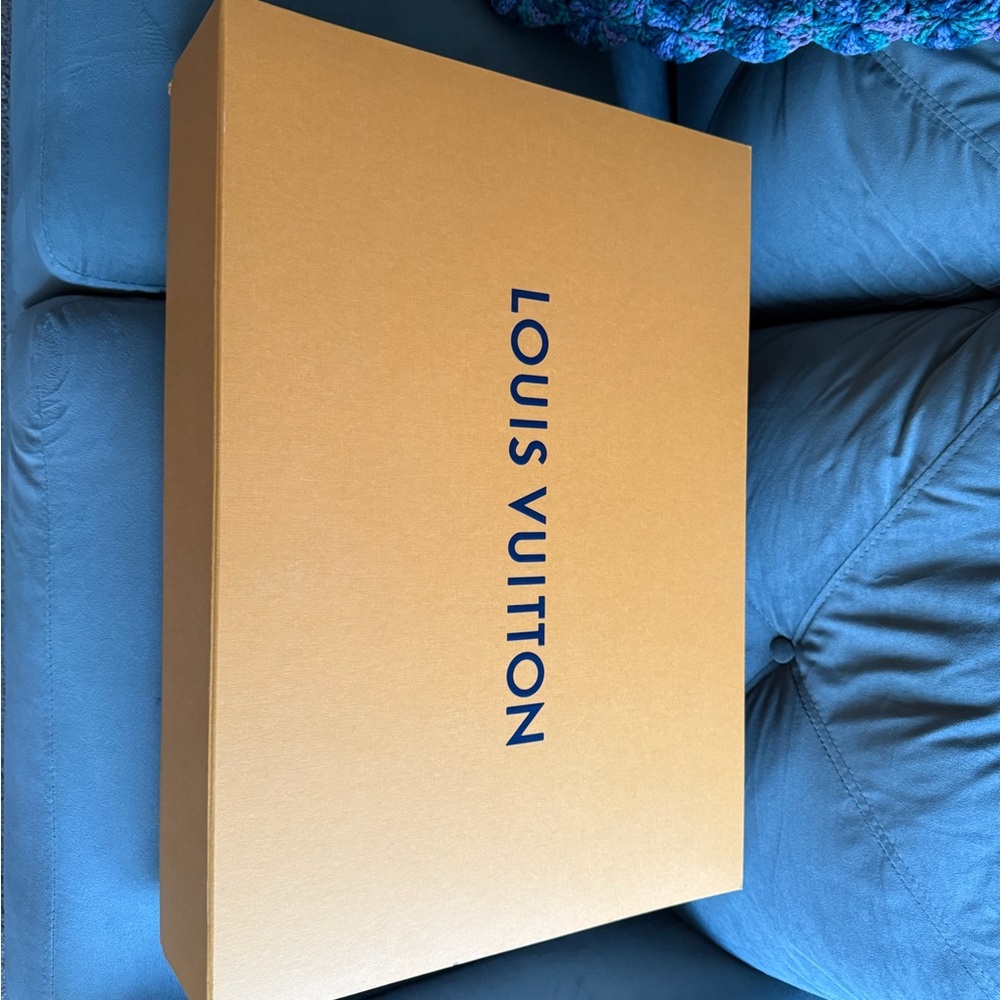 Louis Vuitton Gold with Blue lettering Garment Box